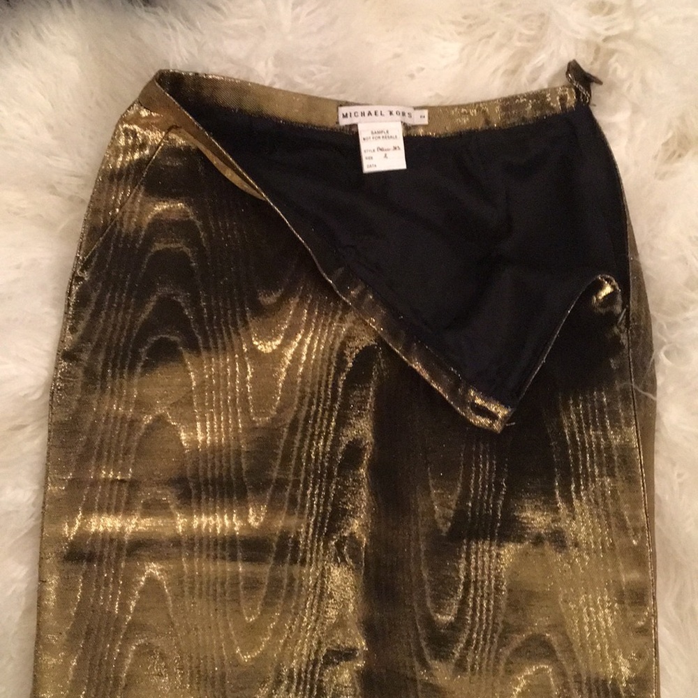 Vintage Michael Kors Gold Lamé Pencil Skirt - Picture 4 of 8